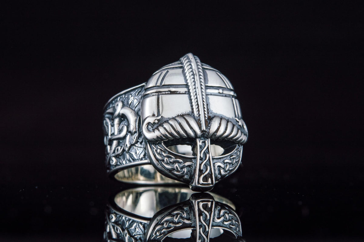 Bague Casque et Ornement Massive — Argent 925