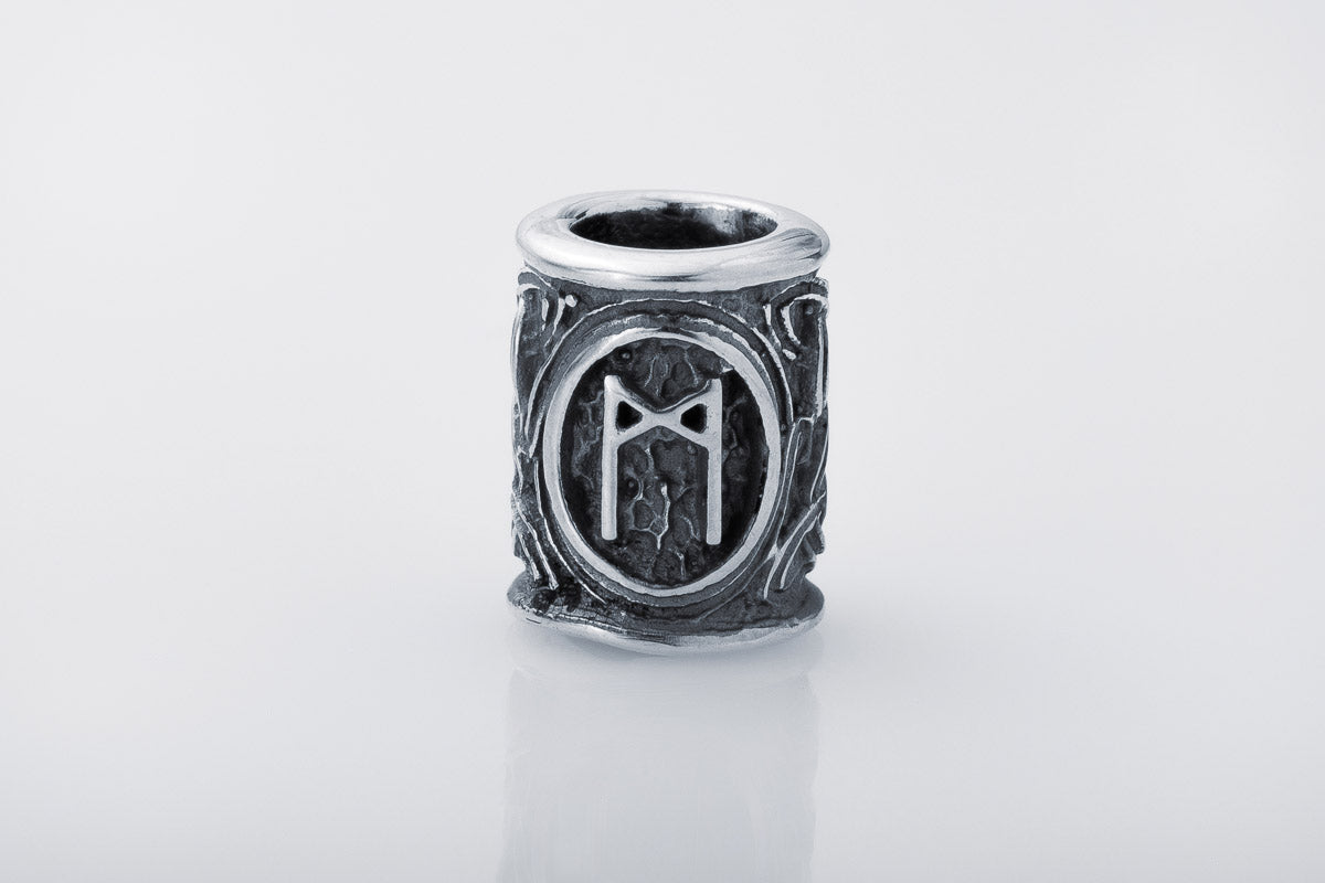 Perle de Barbe Rune Mannaz — Argent 925
