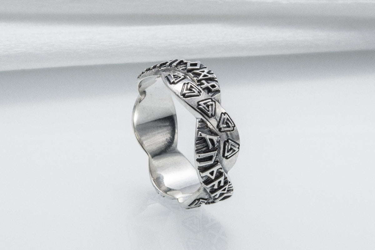 Bague Futhark Ancien et Valknut — Argent 925