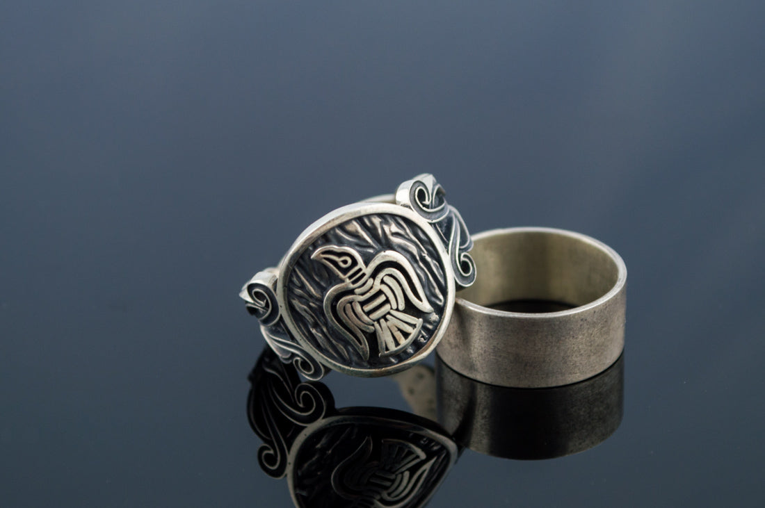 Bague Corbeau et Ornement — Argent 925