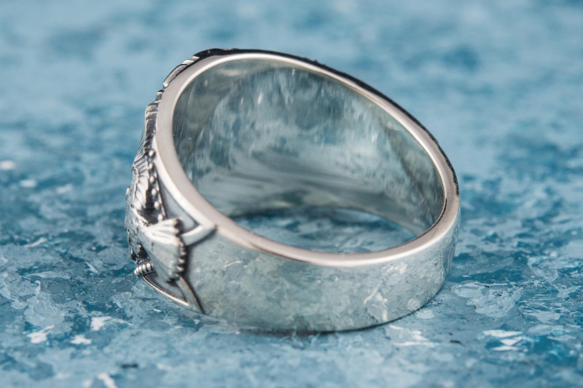 Bague Vegvisir et Corbeau — Argent 925