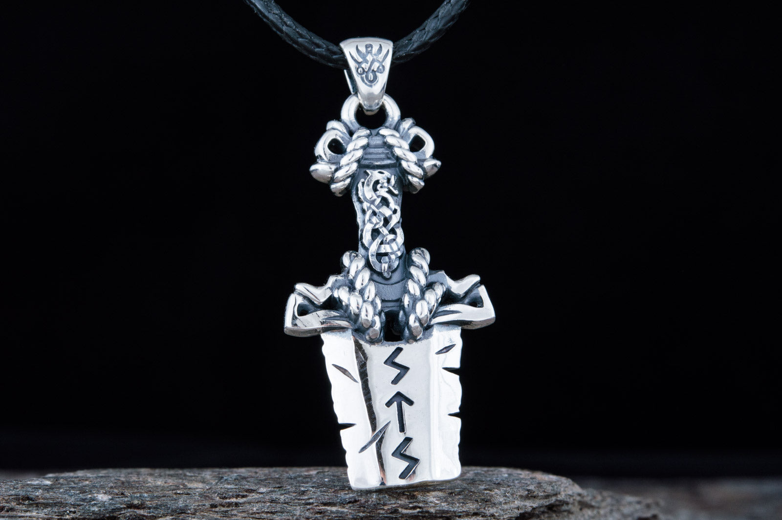 Pendentif Épée et Ornement — Argent 925