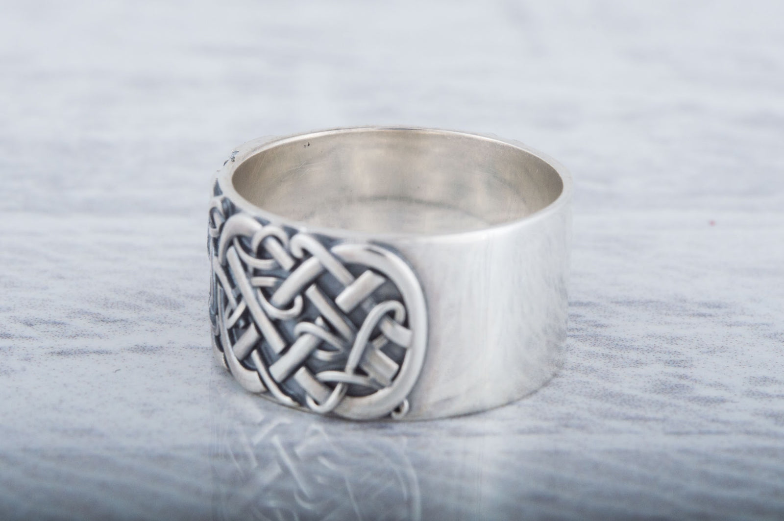 Bague Ornement et Algiz Rune — Argent 925