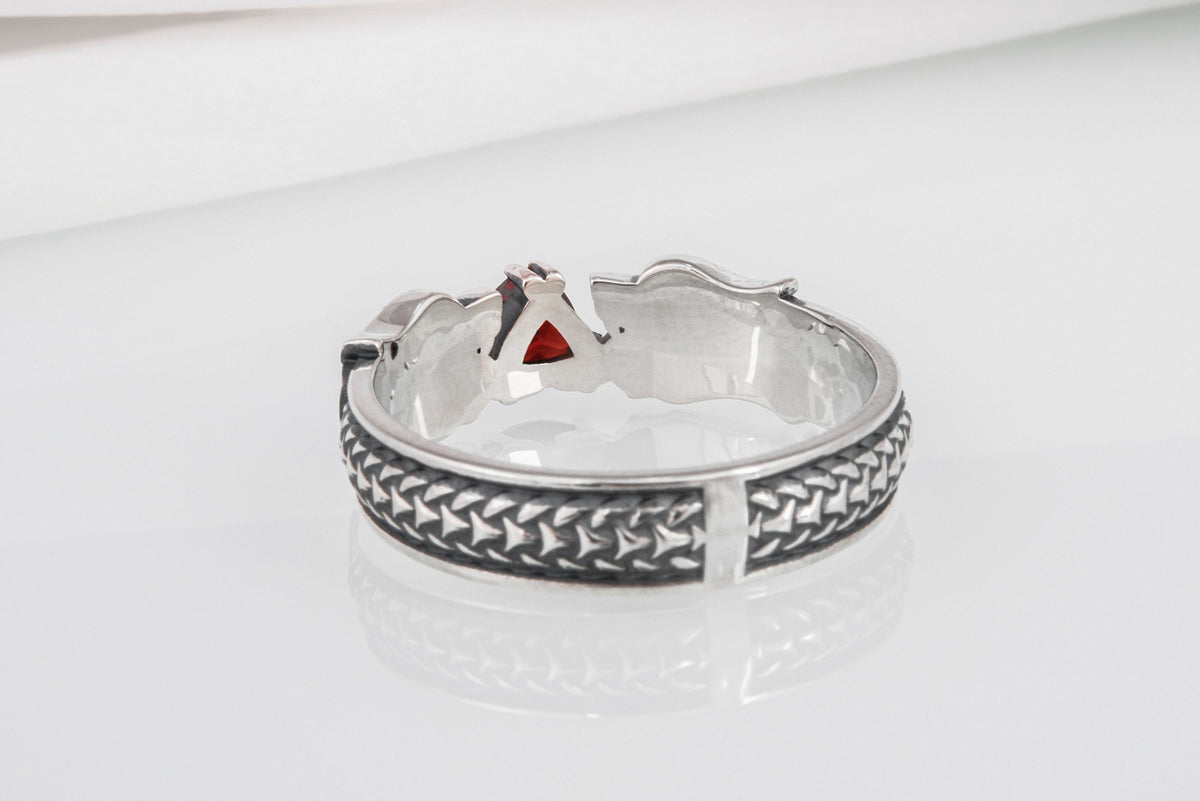 Bague Loup et Fenrir sertie de pierres — Argent 925