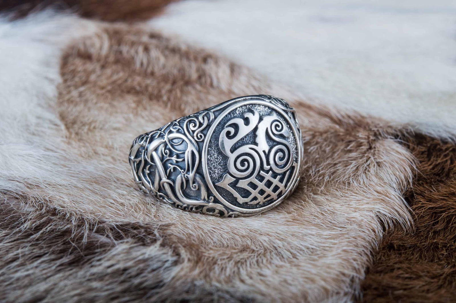 Bague Sleipnir et Style Urnes — Argent 925