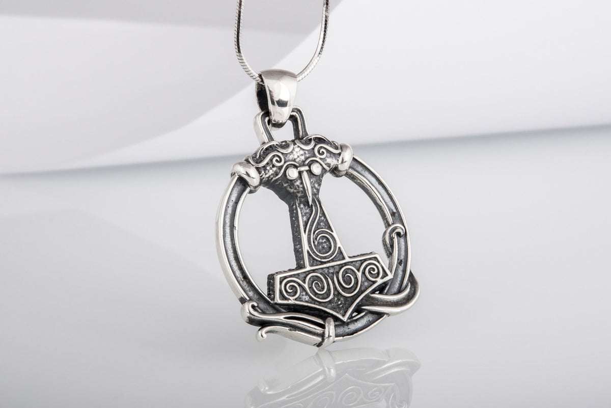 Pendentif Marteau de Thor et Ornement — Argent 925