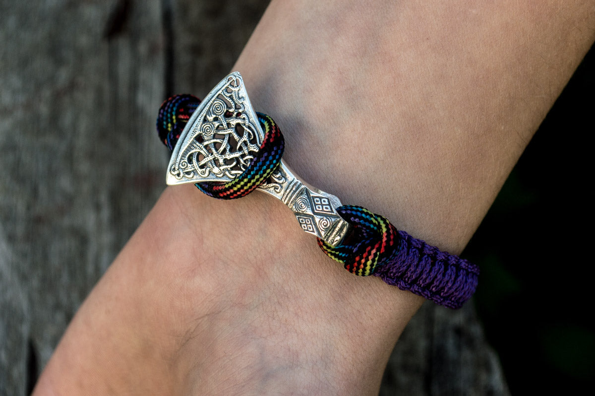 Bracelet Paracorde Hache Viking Floki — Argent 925