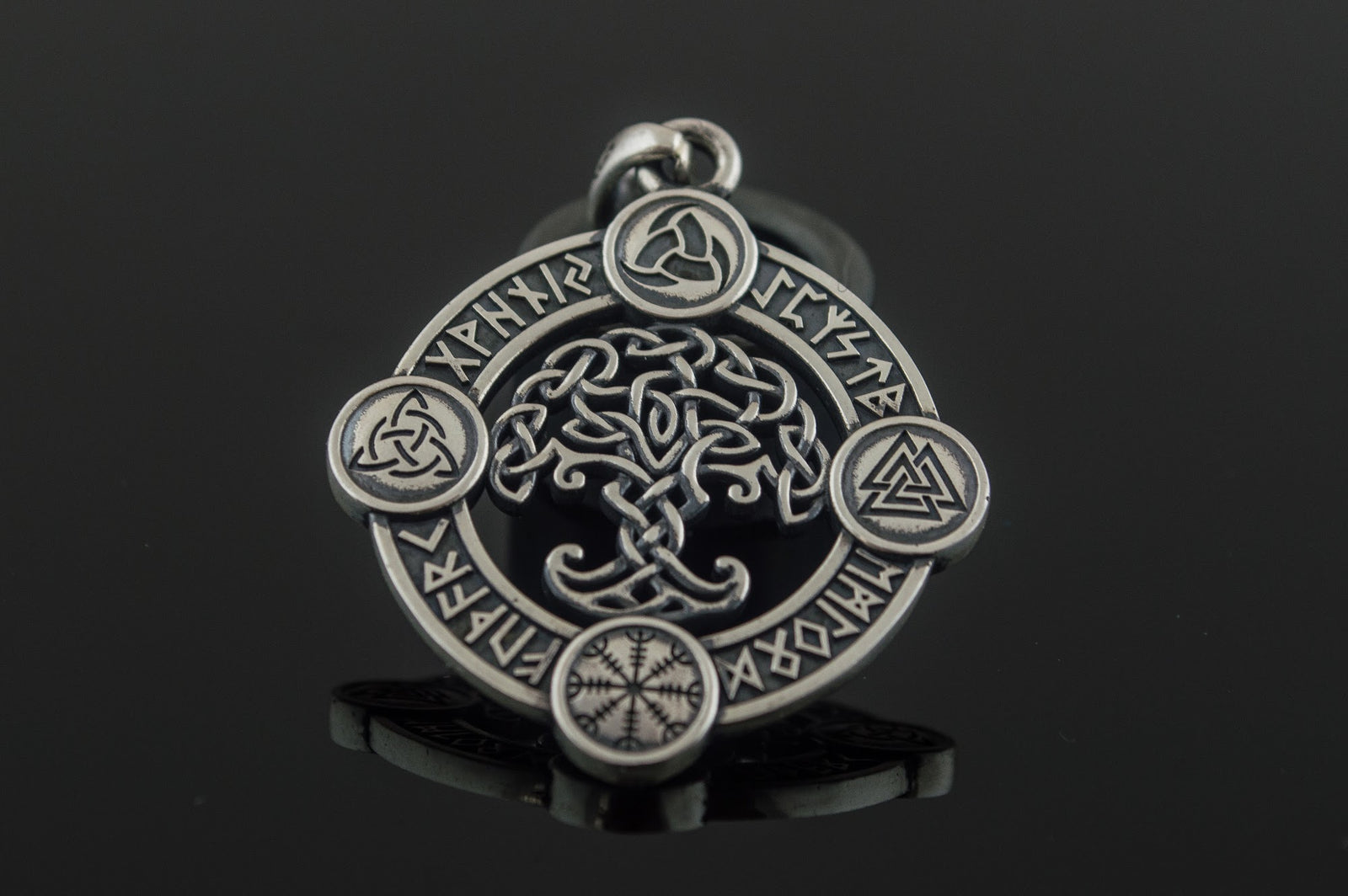 Pendentif Yggdrasil Runique — Argent 925