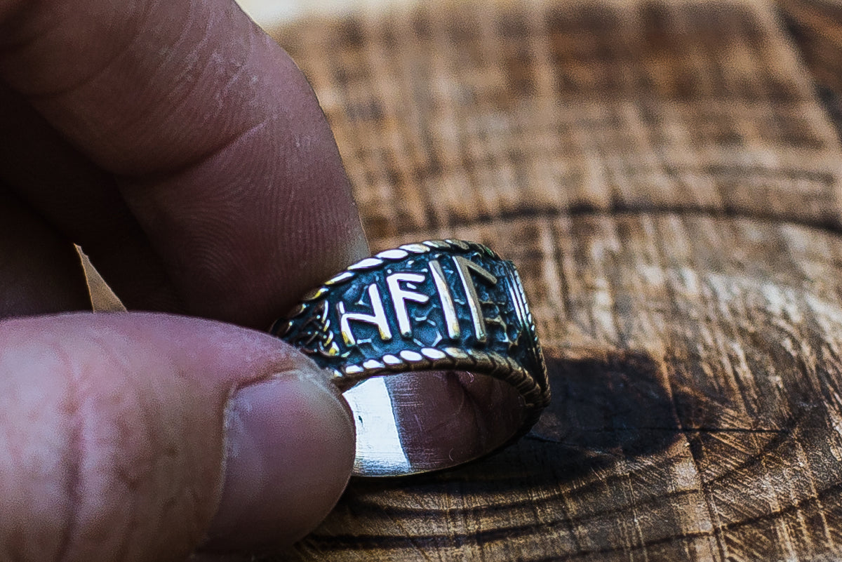 Bague Vegvisir et Salut à Odin — Argent 925