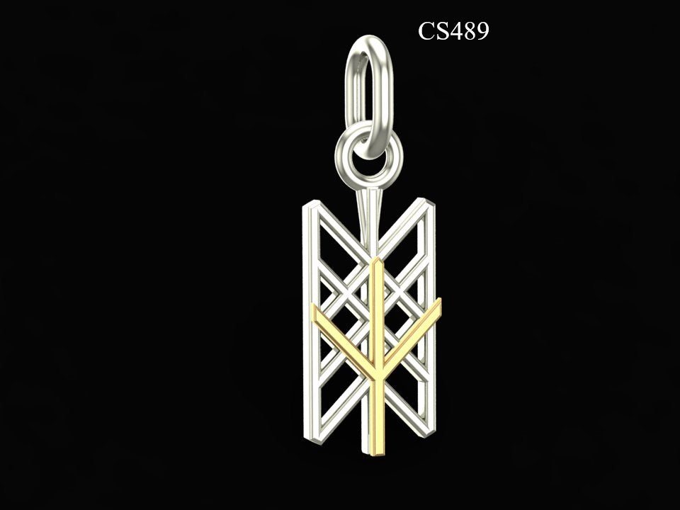 Pendentif Algiz et Rune Miniature — Argent 925