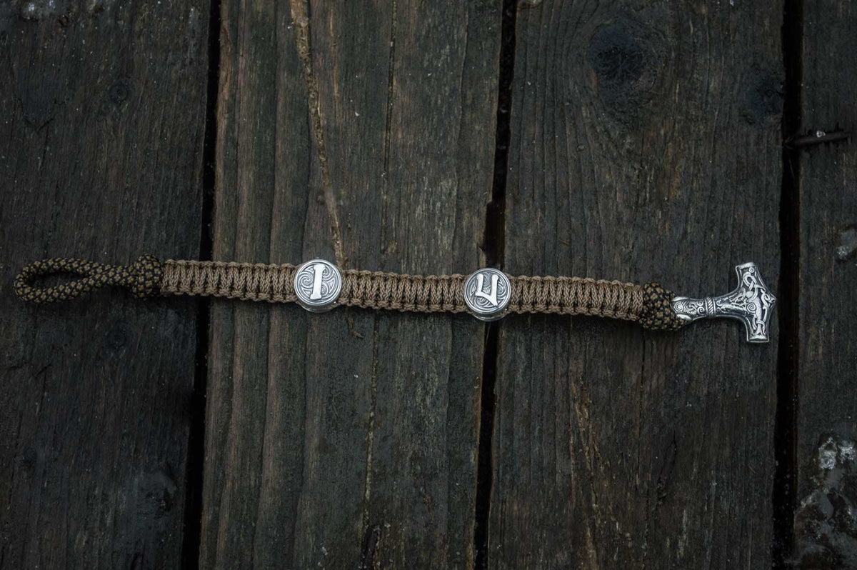 Bracelet Paracorde Marteau de Thor Rollon — Argent 925