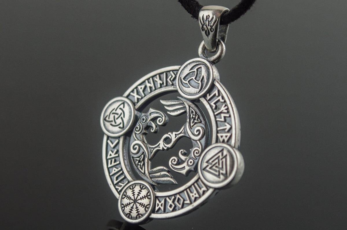 Pendentif Odin et Corbeau — Argent 925