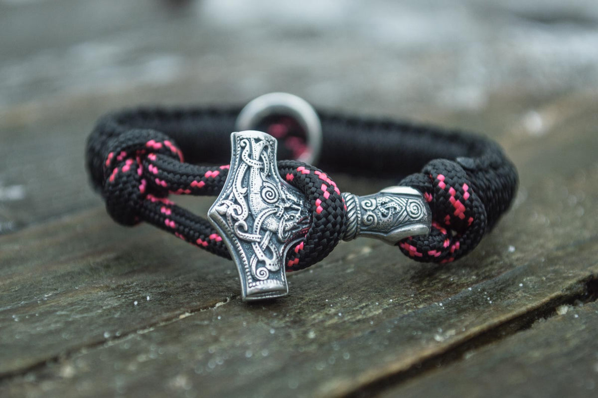Bracelet Paracorde Marteau de Thor Olaf — Argent 925