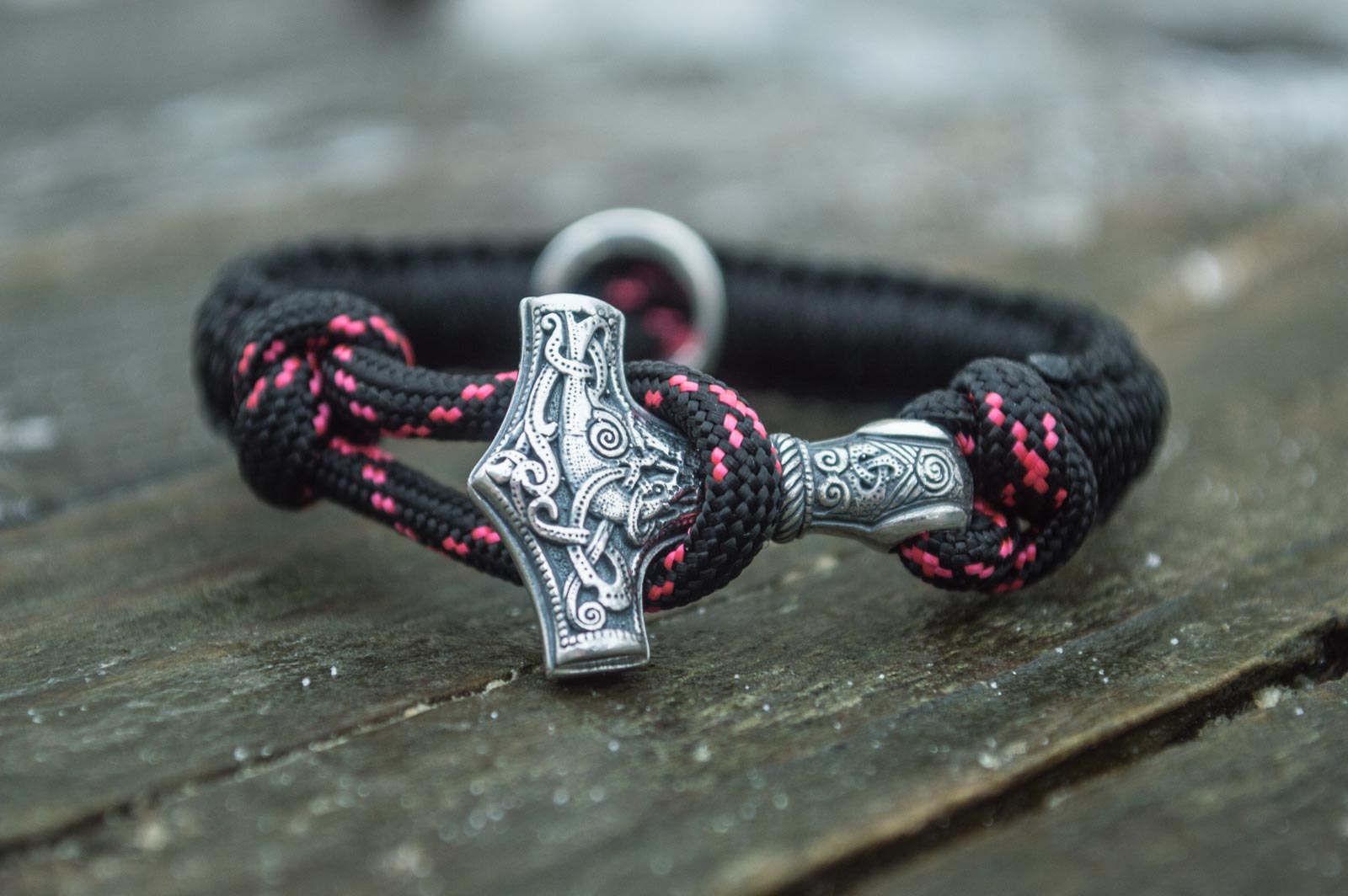 Bracelet Paracorde Marteau de Thor Olaf — Argent 925