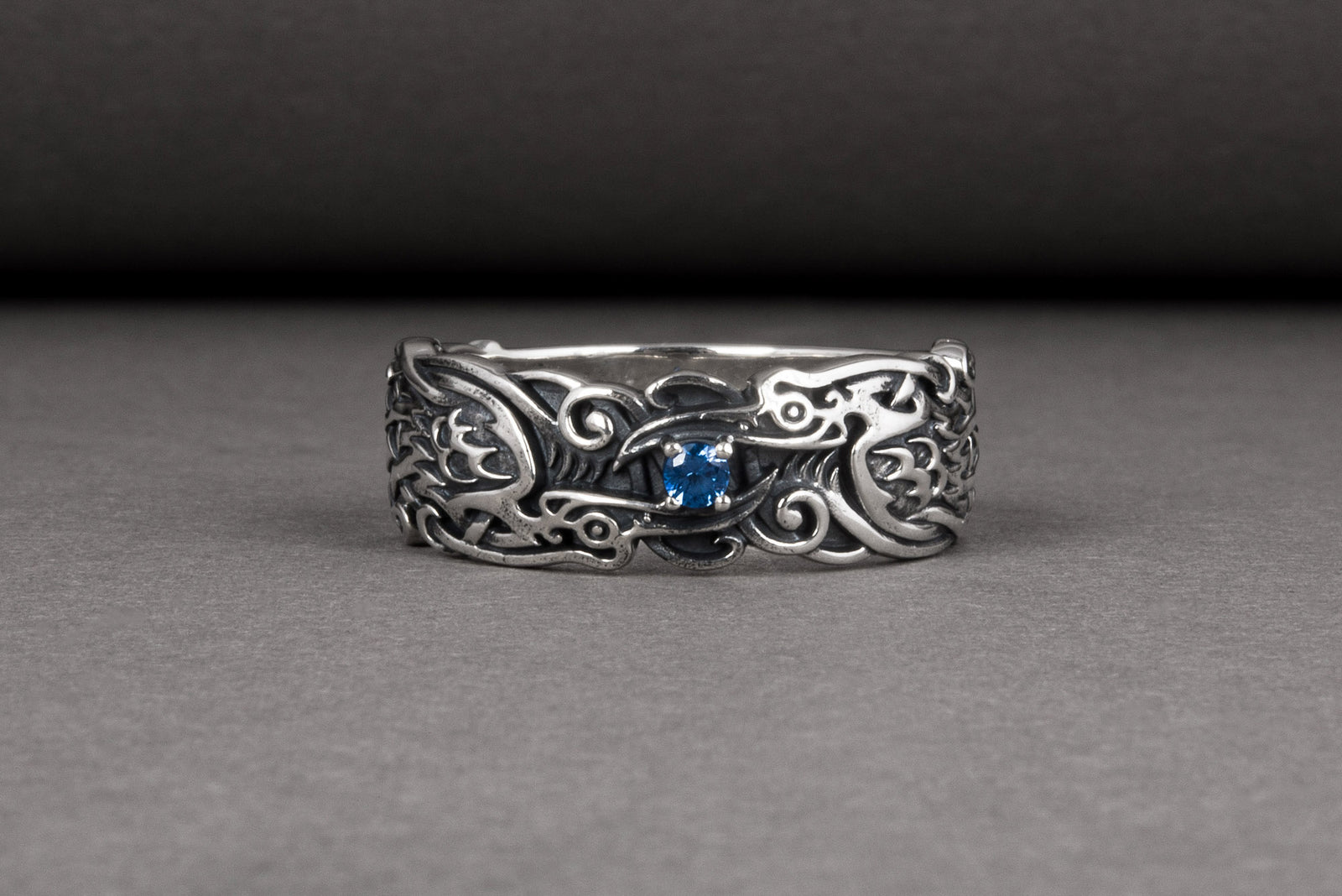 Bague Corbeaux et Ornement Anneau — Argent 925