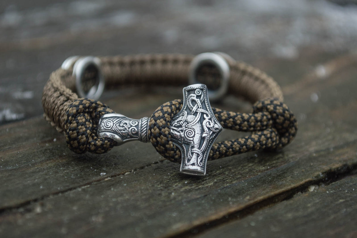 Bracelet Paracorde Marteau de Thor Rollon — Argent 925