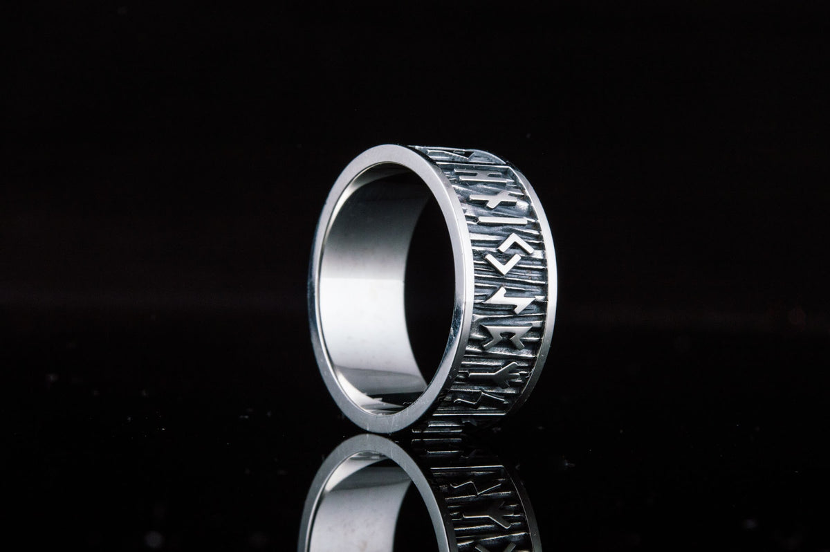 Bague Futhark Ancien et Runes Floki — Argent 925