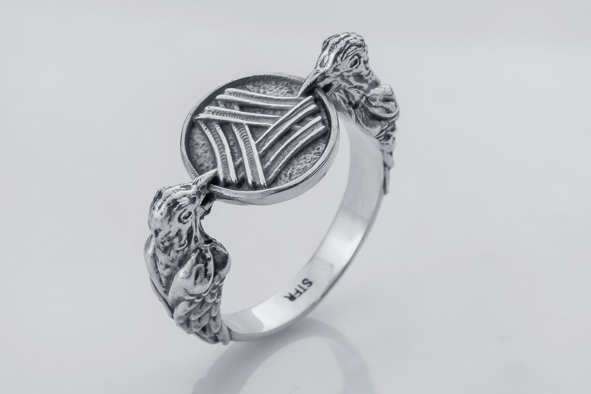 Bague Valknut et Hugin — Argent 925