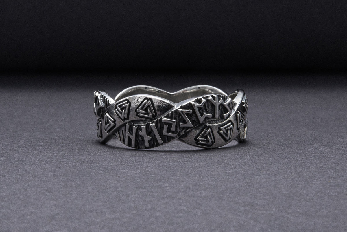 Bague Futhark Ancien et Valknut — Argent 925