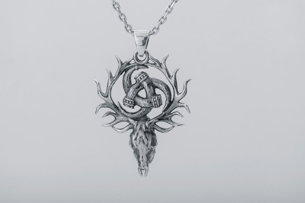 Pendentif Odin et Tête de Mort — Argent 925