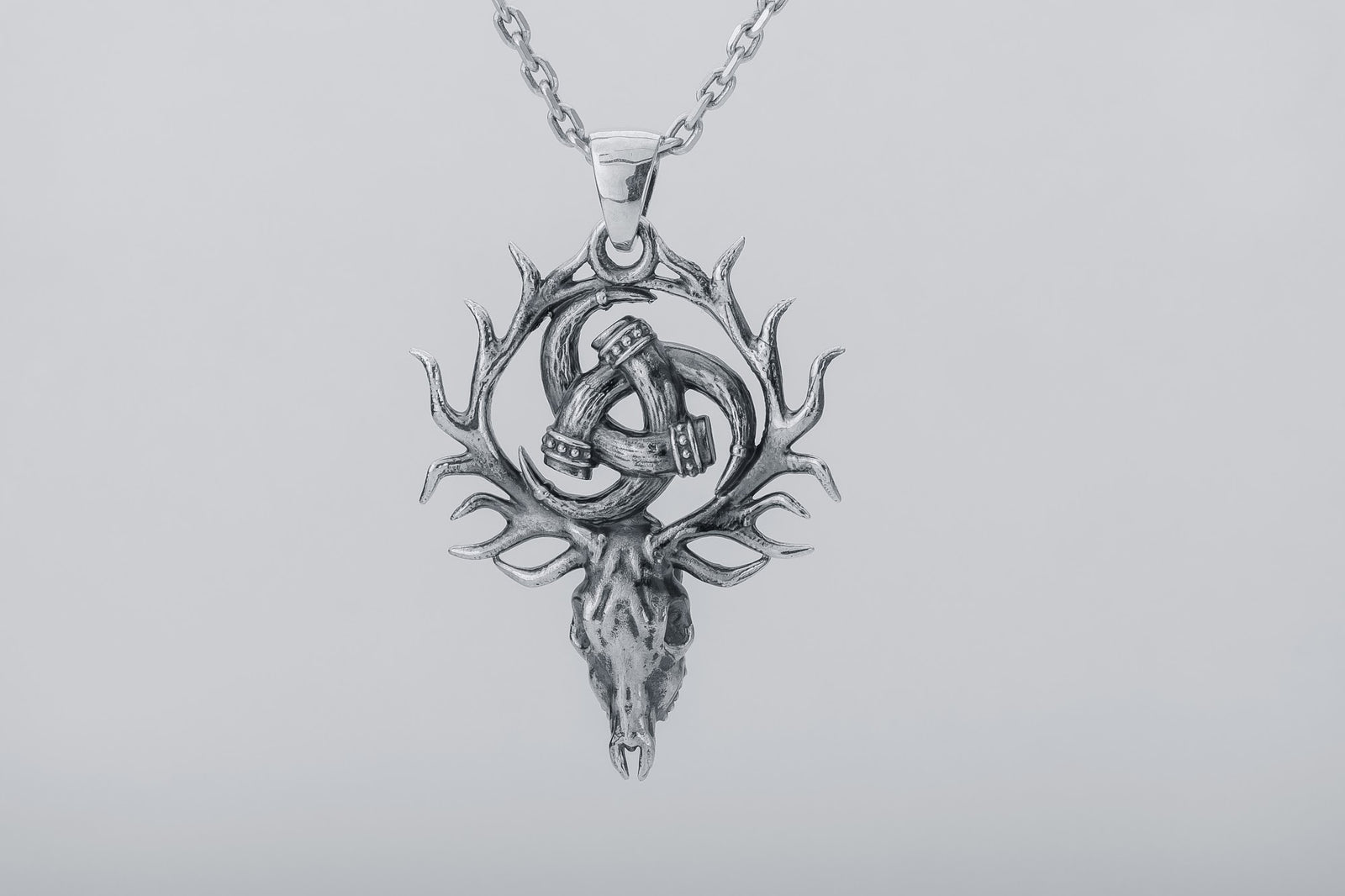Pendentif Odin et Tête de Mort — Argent 925
