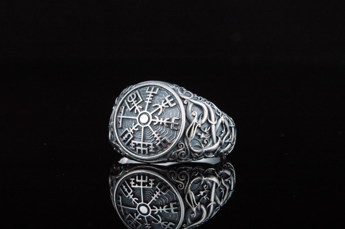 Bague Vegvisir et Style Urnes — Argent 925