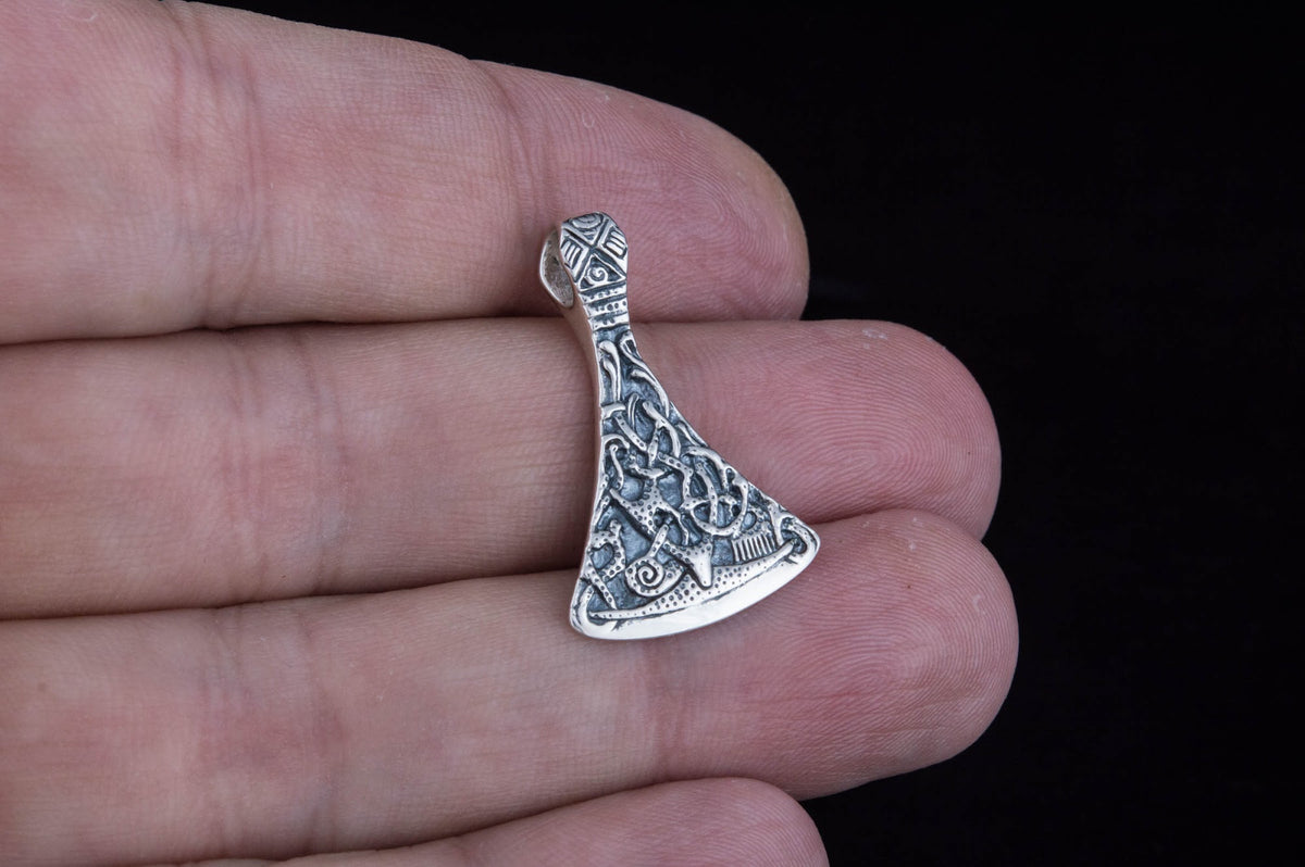 Pendentif Hache et Ornement Style Mammen — Argent 925