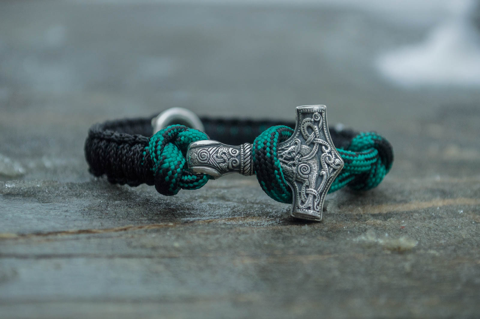 Bracelet Paracorde Marteau de Thor Sven — Argent 925