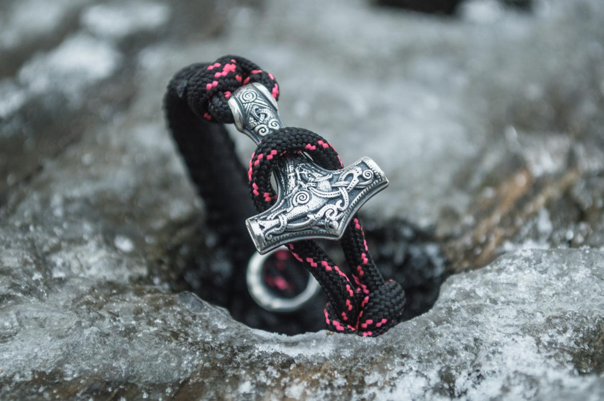 Bracelet Paracorde Marteau de Thor Olaf — Argent 925