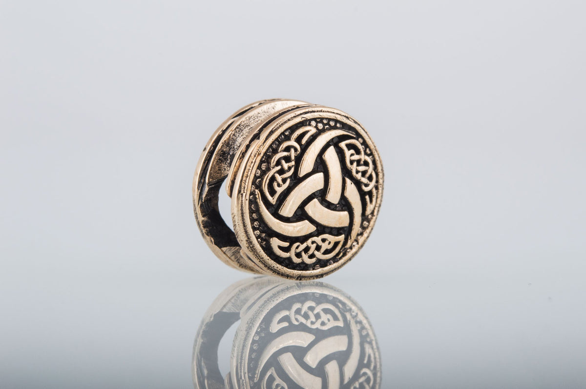 Perle de Barbe Médaillon Triple Corne d’Odin — Bronze