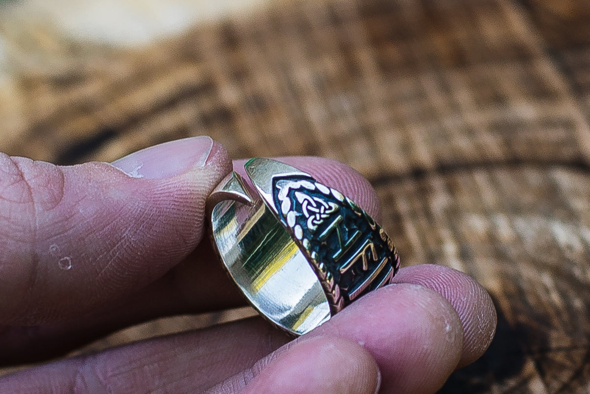 Bague Vegvisir et Salut à Odin — Argent 925