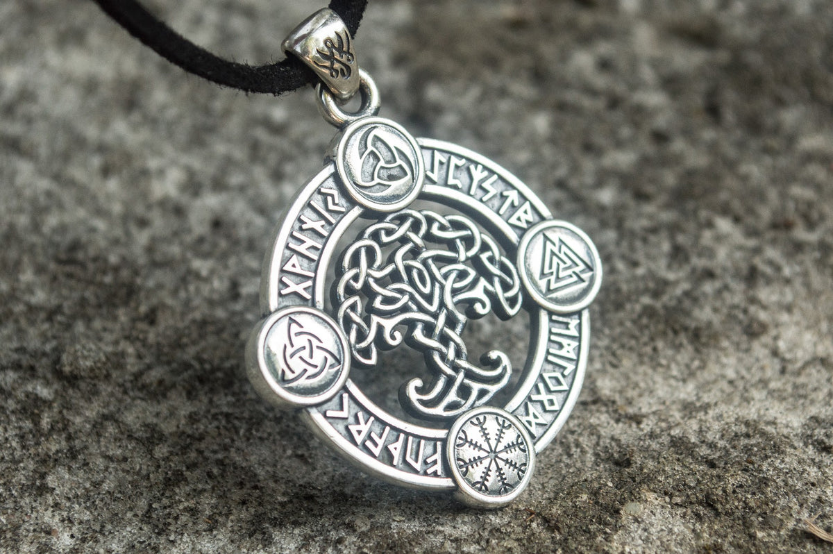 Pendentif Yggdrasil Runique — Argent 925