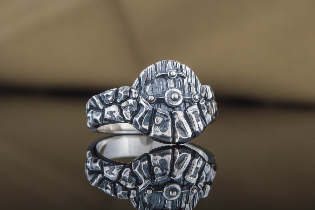 Bague Bouclier et Arbre — Argent 925
