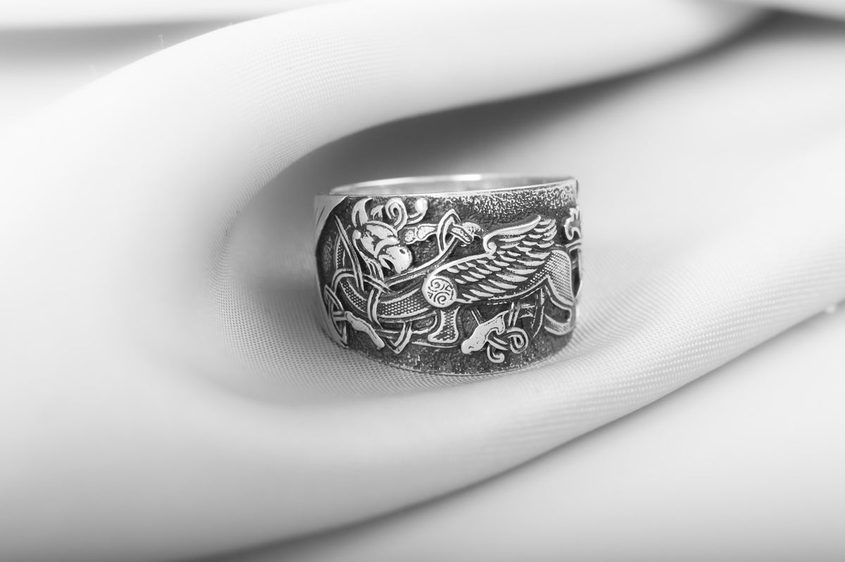 Bague Symboles Vikings Ivar — Argent 925