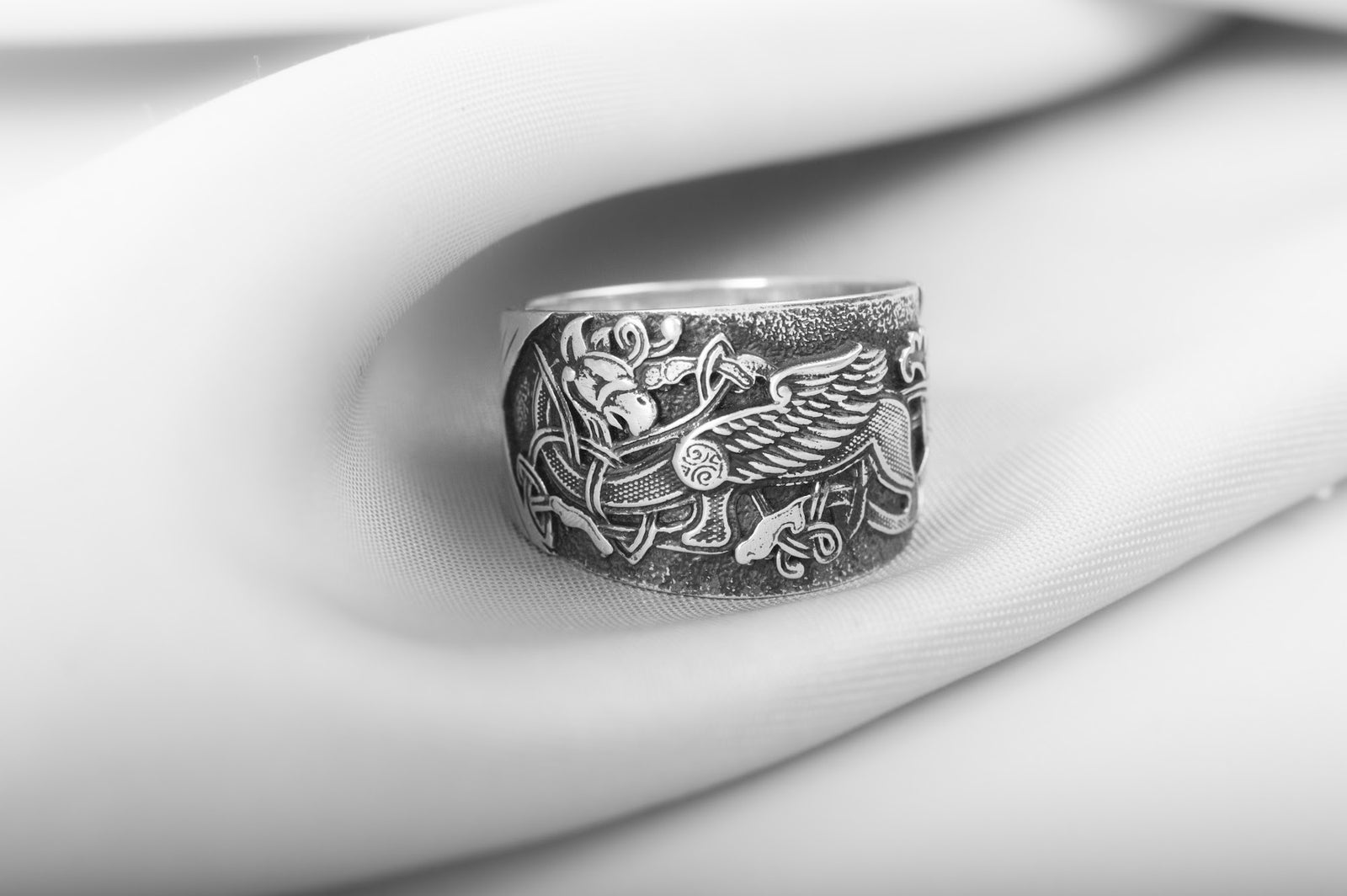 Bague Symboles Vikings Ivar — Argent 925