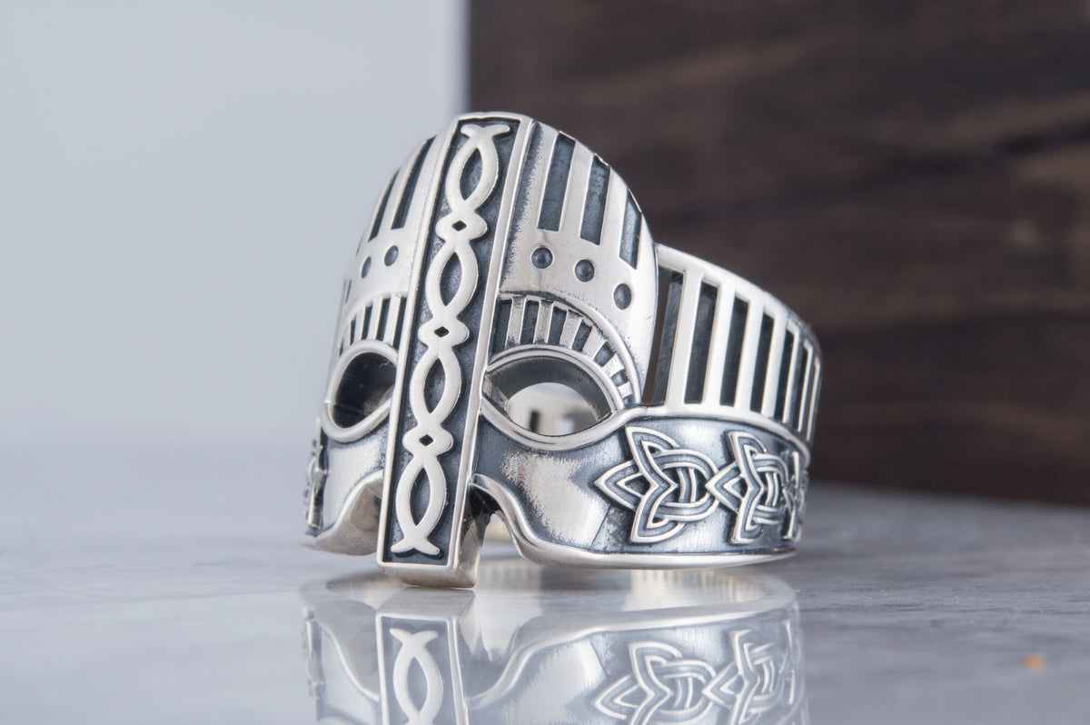 Bague Casque et Ornement — Argent 925