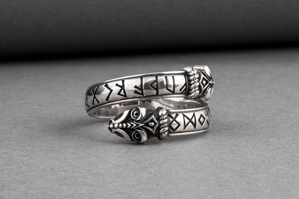 Bague Serpent et Futhark Ancien — Argent 925