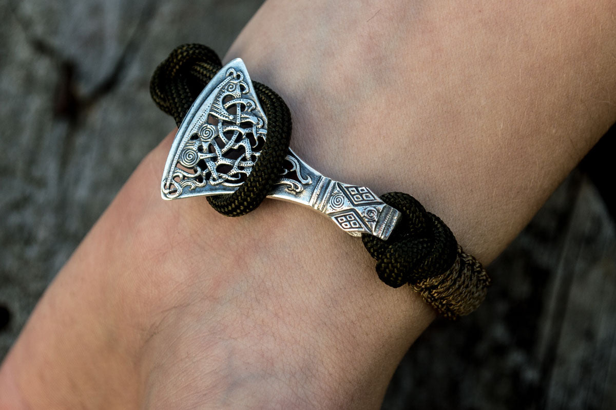 Bracelet Paracorde Hache Viking Bjorn — Argent 925