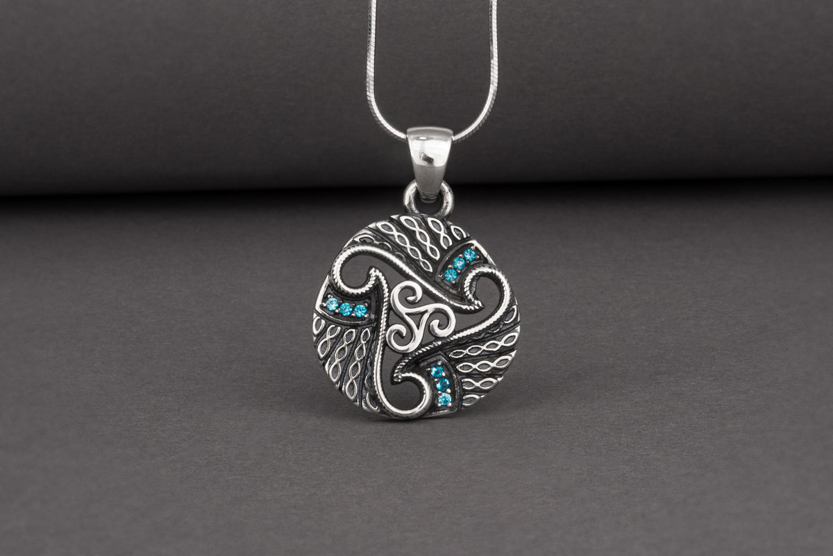 Pendentif Triskèle serti de pierres — Argent 925