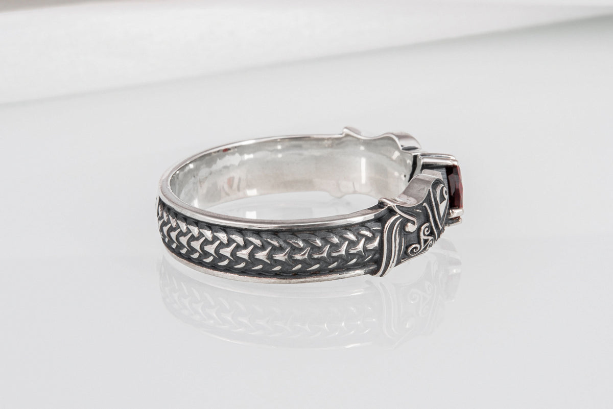 Bague Loup et Fenrir sertie de pierres — Argent 925