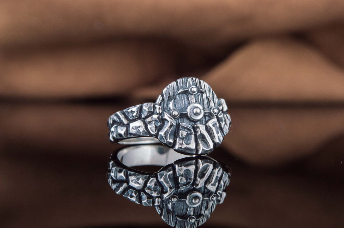 Bague Bouclier et Arbre — Argent 925