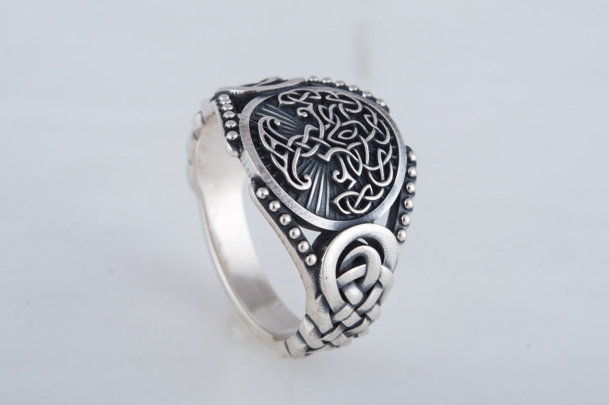 Bague Yggdrasil et Ornement Chevalière — Argent 925