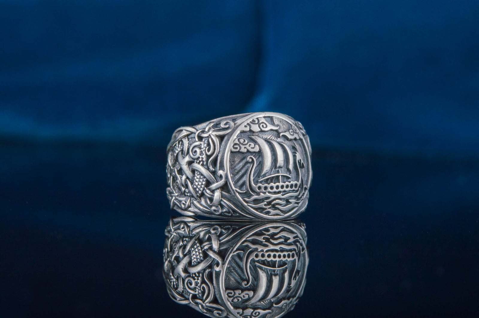 Bague Drakkar et Style Mammen — Argent 925