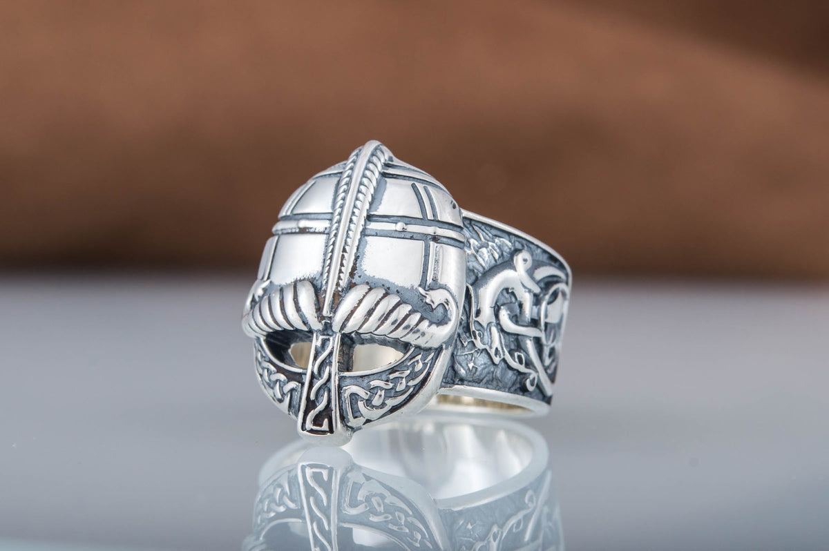 Bague Casque et Ornement Massive — Argent 925
