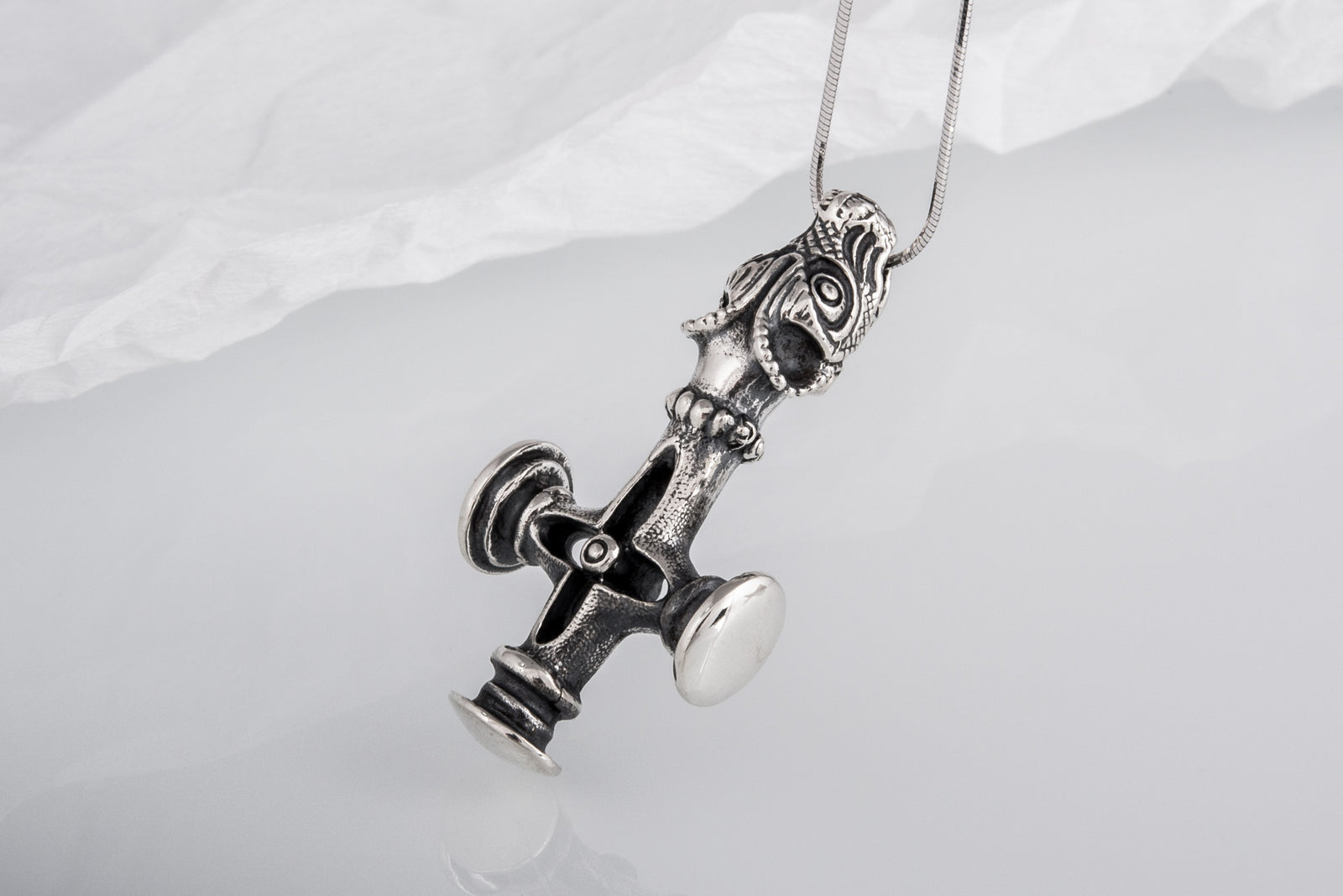 Pendentif Croix Mjölnir — Argent 925