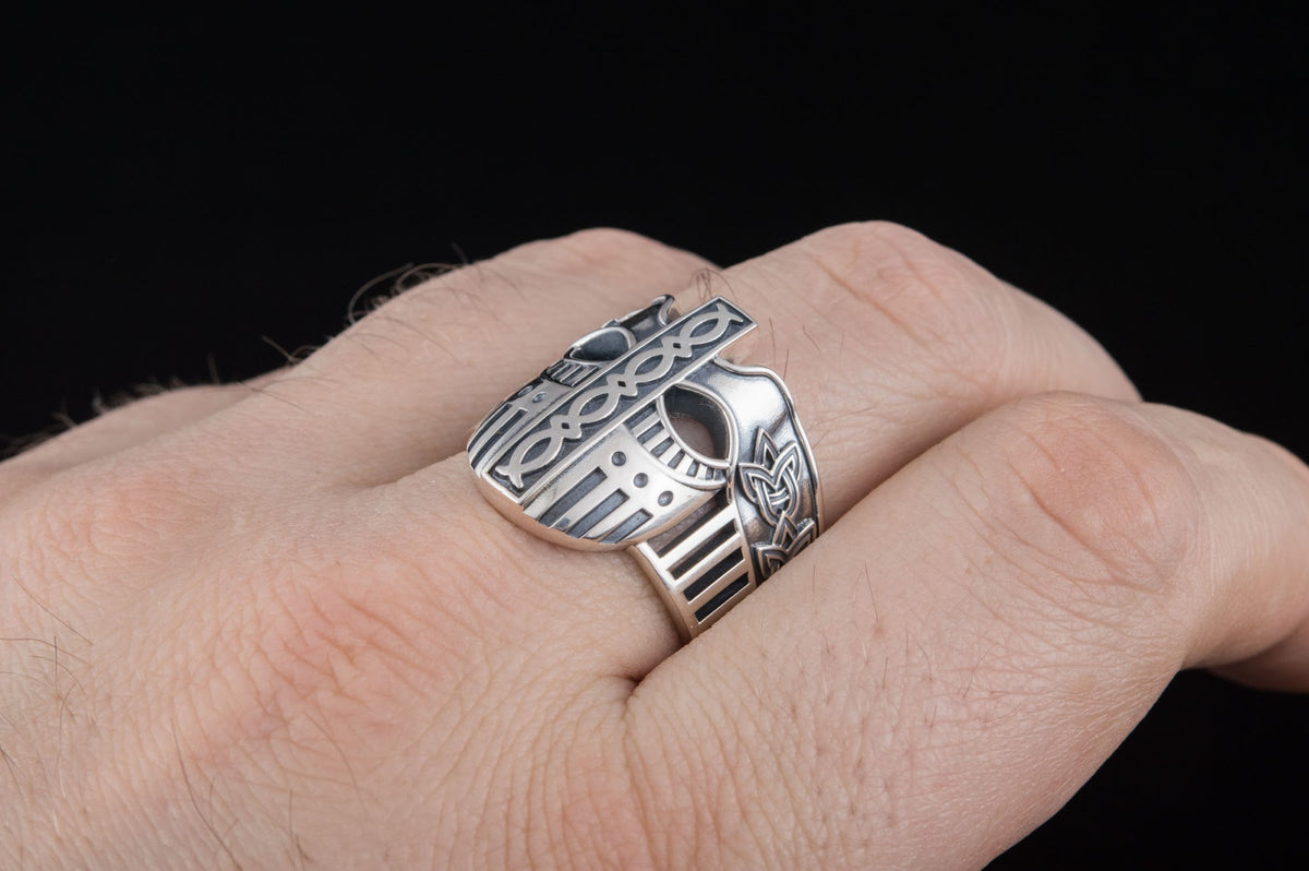 Bague Casque et Ornement — Argent 925
