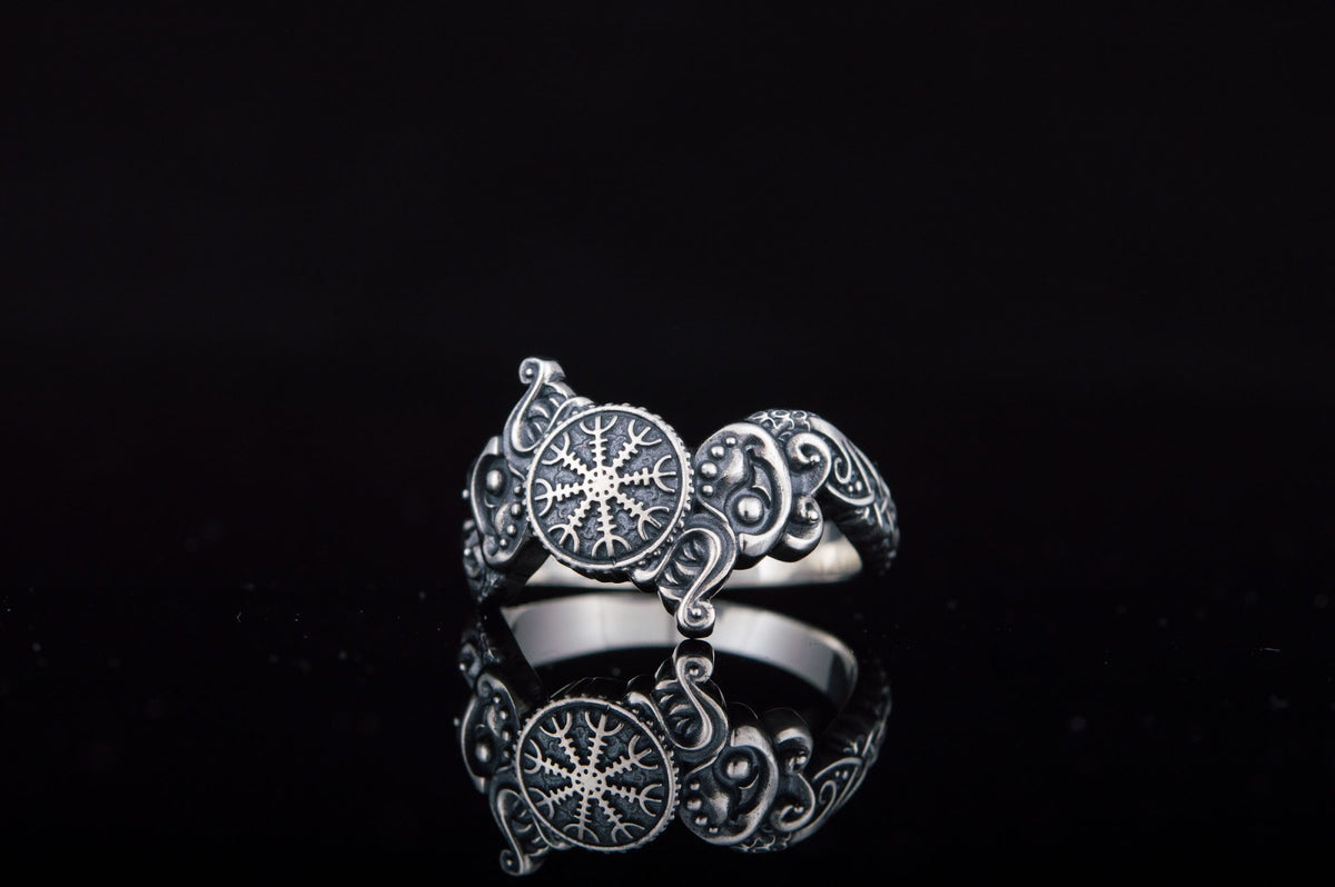 Bague Aegishjalmur et Loup — Argent 925