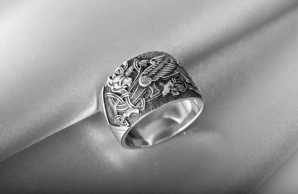 Bague Symboles Vikings Ivar — Argent 925