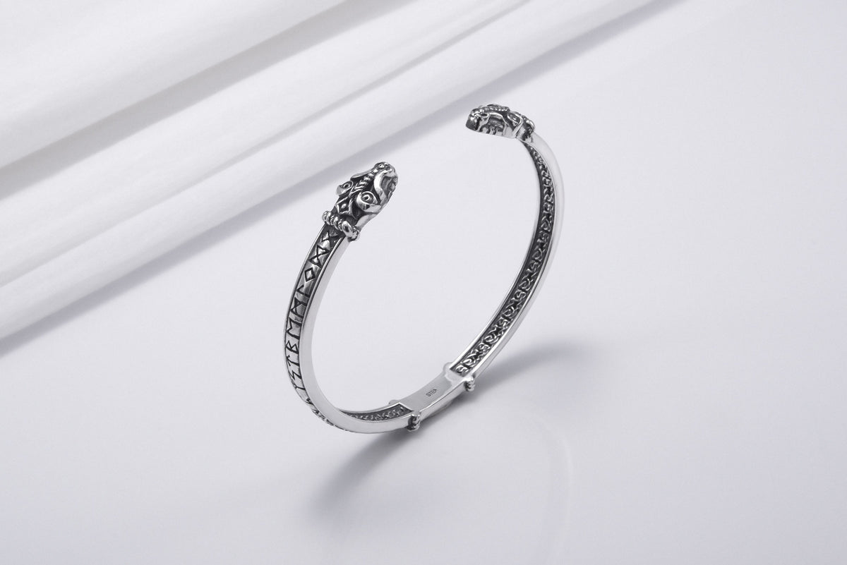 Bracelet Jörmungand et Futhark Ancien — Argent 925