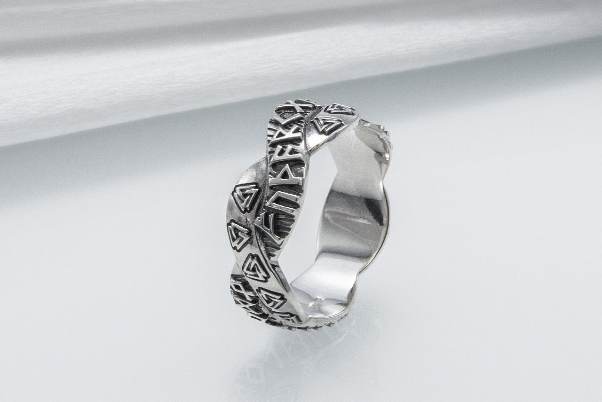 Bague Futhark Ancien et Valknut — Argent 925